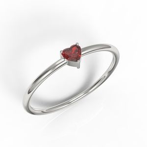 Valentines .925  Heart Simulated Ruby Ring